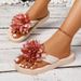 Cross-border Foreign Trade Thick-soled Flip-flo, Solid Color Floral Versatile Fashion Vacation Bohemian Beach_vogvips.com