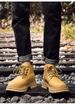 Big Yellow Boots Martin Boots Fleece Thermal Short Boots Medium Tube Large Size Boots Leather Splicing Casual Boots_vogvips.com