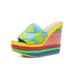 Women's Shoes New Style Wedge Heel Rainbow Slippers Outdoor High Heel Women's Sandals Large Size Slippers Women_vogvips.com