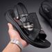 Genuine Leather Summer Cowhide Beach Shoes 2025 New Style Driving Outdoor Non-Slip Dual-Use Dad Men's Sandals_vogvips.com