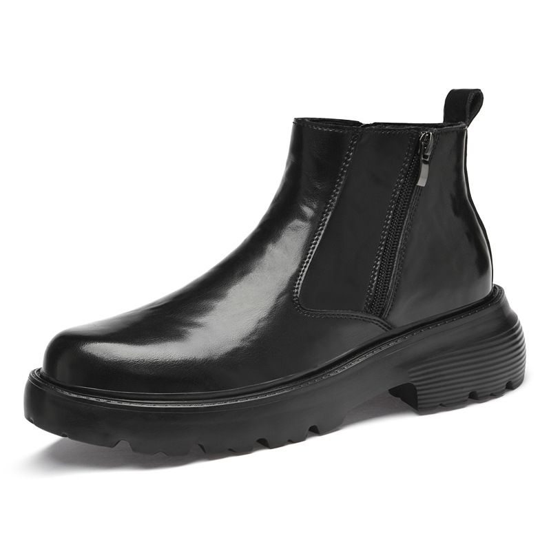 Martin Boots Men's Boots Leather Shoes Men's Black Medium-top Wind Tooling Boots Thick-soled Men's Casual Leather Boots_vogvips.com