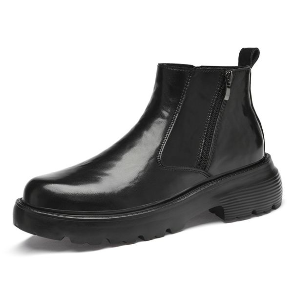 Martin Boots Men's Boots Leather Shoes Men's Black Medium-top Wind Tooling Boots Thick-soled Men's Casual Leather Boots_vogvips.com