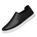 Men's Round Head First Layer Cowhide Casual Men's Board Shoes Sleeve Flat Heel Board Shoes Men's Shoes Shallow Mouth Lace-up Single Shoes_vogvips.com