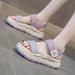 Sports Sandals Women's Casual Purple Velcro Casual Rhinestone Platform Beach Sandals_vogvips.com