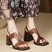 2026 Summer Trendy Women Vintage Brown Open‑Toe High Heel Sandals, Soft Leather Chunky Heel Elegant Casual Party Shoes_vogvips.com