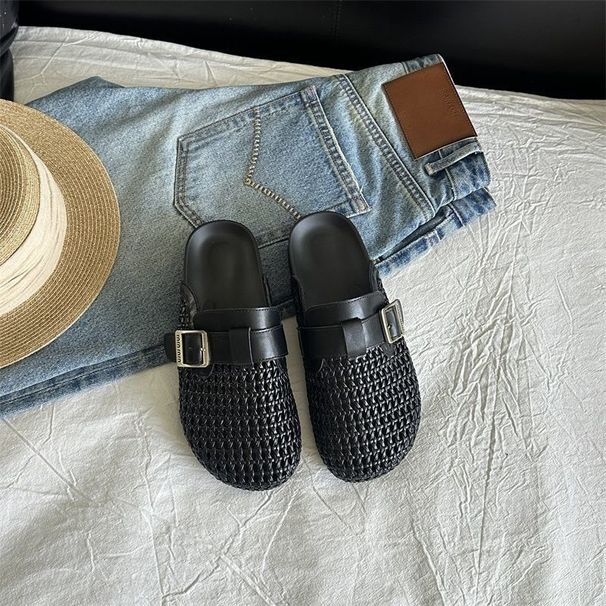 Women's Openwork Woven Breathable Closed Toe Slippers, New Summer 2026 Style, Birken Shoes, Casual Slip On Sandals._vogvips.com
