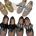 Women's Flat With Metal Buckle Mesh Mary Jane 2025 Summer New European And American Fashionable Ballet Dance Shoes_vogvips.com
