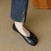Round Head Single Shoes Women's Flat-bottomed Pleated One-pedal Retro Grandma Shoes Soft-soled Mary Jane Shoes_vogvips.com