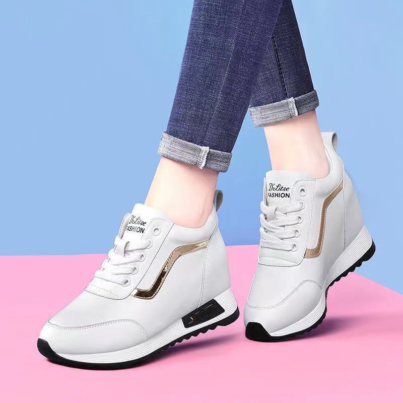 Hot Sale Hidden Heel Women's Casual Fashion High Quality 2025 New Leather Korean Version Thick Bottom Women Sports Shoes_vogvips.com