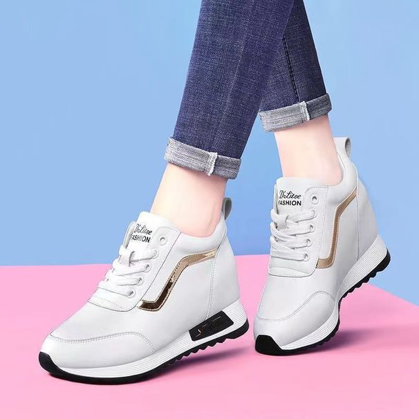 Hot Sale Hidden Heel Women's Casual Fashion High Quality 2025 New Leather Korean Version Thick Bottom Women Sports Shoes_vogvips.com