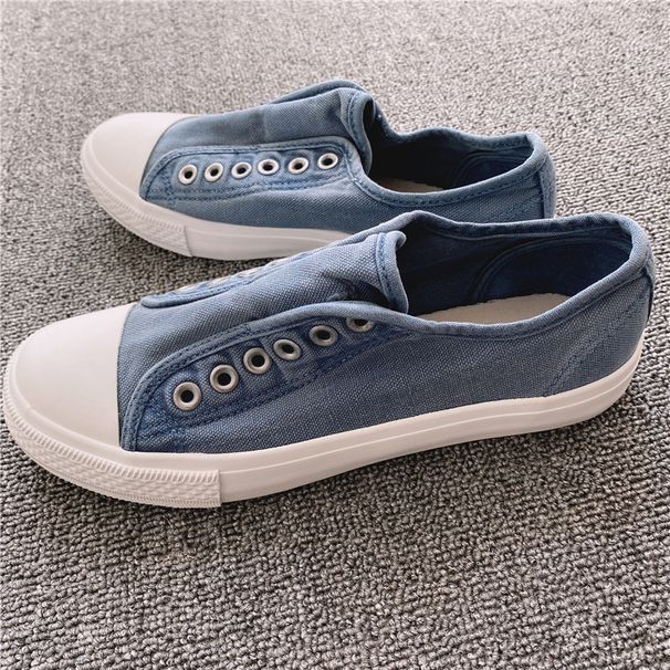 Men Women Loafers Canvas Washed Korean Edition Korea Lazy Soft And Comfortable Shoes Old Classic Low Cut Couple_vogvips.com