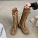 Women Boxing Boots Miting Front Lace-Up Casual Long Round Toe Versatile Height-Increasing Comfortable Martin Side Zipper Cool And Handsome_vogvips.com