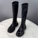 Genuine Leather Long Women 2025 New Spring And Autumn Thick-Soled Petite For Women, High-Top Knee-High Riding Boots_vogvips.com