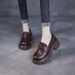 High Quality Elegant Natural Color Hand-Textured Genuine Leather Loafers For Women, 2025 Spring New Style, Thick-Soled, Light Luxury,_vogvips.com