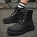 European Warm Series Same Style Ins Yellow Autumn Winter Fleece Lined High Top Men Martin Men's Couple Cotton Shoes Work Boots_vogvips.com