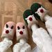 Winter New Christmas Reindeer Plush Shoes Home Fashion Couple Non-Slip Warm Closed-Toe Cotton Slippers_vogvips.com