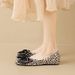 Square Head Single Shoes Women's Flat Bow One Pedal Thousand Bird Grid Soft Sole Shallow Mouth Doudou Shoes_vogvips.com