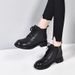 Martin Flat Genuine Soft Sole Short Spring Autumn Single British Style Round Toe Ankle Boots Fleece-Lined Women's_vogvips.com