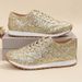 Shiny Sequins Casual Trainers Large Size Flat Bottom Tie Single Fashionable Versatile Shallow Mouth Women's Shoes 43_vogvips.com