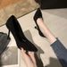 Black Professional Formal Work 5cm Pointed Toe Shallow Mouth Low High Stiletto Single Shoes Women Cat Heels_vogvips.com