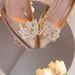Crystal High Heels Women's Wedding Bridal Shoes Summer New Mid Heel PU Material Pointed Toe Dress Shoe_vogvips.com