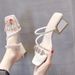 Slippers To Wear Outside In Summer, 2024 New Internet Celebrity Rhinestone Shoes, Fashionable Thick High Medium Heels,_vogvips.com