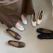 Ladies' Square Toe Shallow Mouth Single For Women 2025 Spring And Autumn New French Evening Style Gentle Fairy Flat_vogvips.com