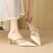 601 European American Sexy Slimming High-heeled Pointed Toe Hollow-out Studded Women's Shoes With Thin Heel And Ankle_vogvips.com