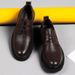 Embossed Grid Casual Men's Shoes Large Size Lace-up First Layer Thick Sole Heightening Men's Leather Shoes_vogvips.com