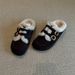Retro Suede Inner Height Increasing Hairy Shoes For Women, Round Toe Double Buckle With Warm And Plush Cotton Shoes_vogvips.com