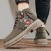 Men's Chunky Sole Side-Zip Ankle Boots - Classic British Style Leather Work Boots With Anti-Slip & Height Increase (Yellow, Khaki, Sand)_vogvips.com