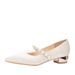 Jane Elegant Basics Casual Business Wedding Party Niche Pointed Satin Single Women S Thick Heels Flat Bridesmaid Shoes_vogvips.com