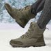 Fashionable Men's High Top Waterproof Thick Sole With Plush And Thick Warm Cotton Boots_vogvips.com