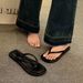 Plus Size Flip-Flops Summer Fashion Flat Mules Toe Clip Beach Shoes For Women High-End Feel_vogvips.com
