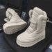 Men's High-Top Canvas Sneakers - Trendy Casual Skate Shoes With Chunky Sole, Breathable Mesh Lining, Round Toe & Lace-Up Design_vogvips.com