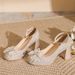 Elegant Rhinestone Bowknot Platform Heels - Comfortable Wedding & Bridesmaid Shoes With Adjustable Straps, Available In Silver & Champagne Gold_vogvips.com