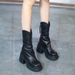 2025 Autumn Winter New Fashion British Style Elegant Martin Heel Thick Sole Slim Mid-Calf Women's Boots_vogvips.com