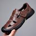 Men's Genuine Leather Sandals Summer Trend New Style Casual Versatile Leather Sandals Non-slip Soft Bottom Breathable Hollow Shoes Men_vogvips.com