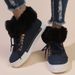 Women's Shoes Winter Boots Low-Cut Faux Fur Lined Round Toe Slip-Resistant Rubber Sole Casual Ankle Boots Large Size Turn Up Plus Velvet Martin Boots_vogvips.com