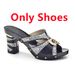 Plus-size women's chunky and rhinestone slippers paired with a dinner party clutch set_vogvips.com