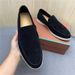 LP Genuine Leather Slip-On 25 New Casual White Sole Cowhide Black Loafers_vogvips.com