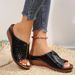 New Large Size Slippers Thick Sole Fish Mouth Car Sewing Women's Slippers_vogvips.com