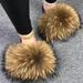 Slippers Summer Women Real Fox Fur Slid Home Furry Flat Sandals Non-Slip Fluffy Flip Flops Ladi Woman Cute Plush_vogvips.com