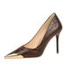 3739-35 Style Fashionable Women's With Shallow Mouth, Thin Heel, Iron Toe, Metal Pointed Toe Decoration, Super High_vogvips.com