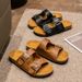 Women's Cork Slippers Style Outdoor Half Slippers Men's Two-Button One-Word Slippers Beach Trendy Loose Shoes_vogvips.com