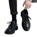 Men's British-style Casual Leather Shoes, Black, Thick-soled, Lace-up, Soft-soled, Non-slip, Wear-resistant Men's Shoes_vogvips.com