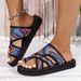 Summer Fashion Platform Sandals Open Toe Slip On Colorful Beach Shoes Ethnic Lightweight Slippers Slides Women_vogvips.com