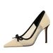 9329-3 Frch Style Fashion High Heels Bowknot Pointed Toe Shallow Mouth Mesh Lace Stiletto Slip-On Single Shoes For_vogvips.com