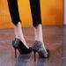 Small Luxury Party Pointy High Heels Autumn New Design Sense Rhinestone Flowers With Skirt Slim Heel Shoes_vogvips.com