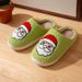 New Christmas Tree Cotton For Couples, Autumn And Winter Indoor Soft Sole Warm Fleece Parent-Child Slippers_vogvips.com